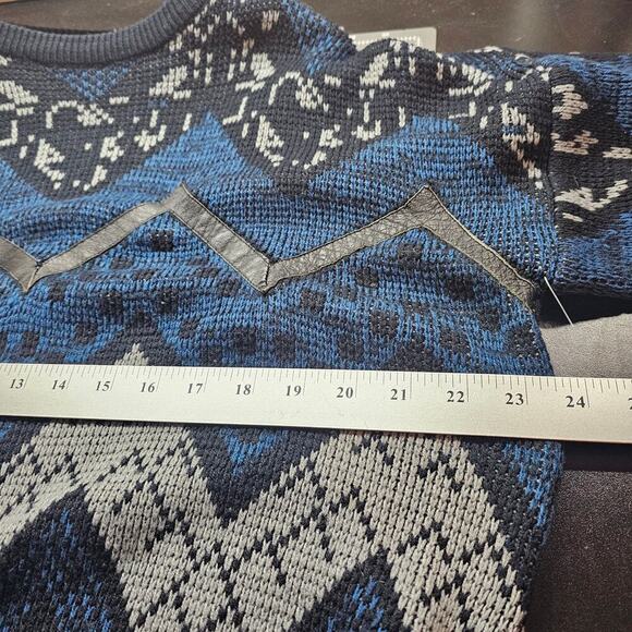 Vintage Cosby Sweater Mens Large Black 90s Geometric Academia Retro Grandpa - Picture 8 of 9